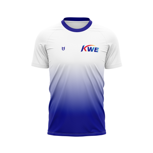 Football shirts with custom design in white and blue at TD Football shirts with custom design in white and blue at TD