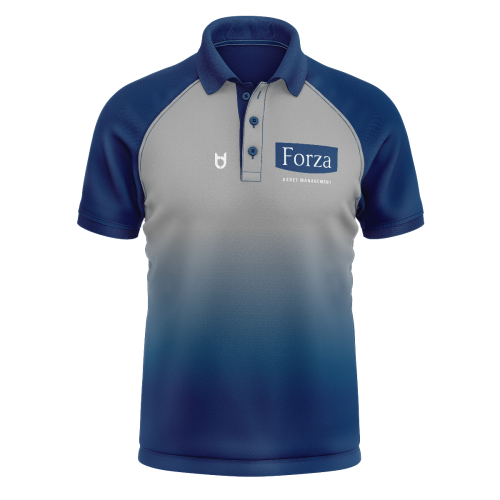 Tennispolo met bedrukking in zwart en grijs en met eigen logo Tennispolo met bedrukking in zwart en grijs en met eigen logo