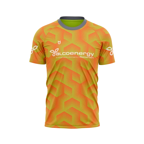 Football shirt design with orange and green pattern at TD Football shirt design with orange and green pattern at TD