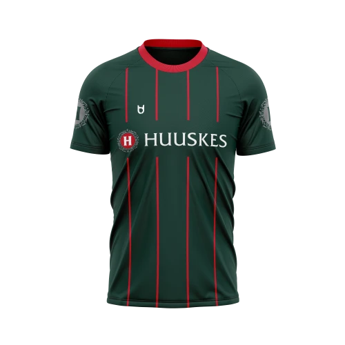 Custom made football shirt design in red and green by TD Custom made football shirt design in red and green by TD