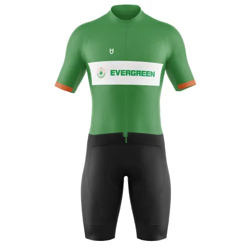 Custom Triathlon suit design with green and white band from Evergreen Custom Triathlon suit design with green and white band from Evergreen